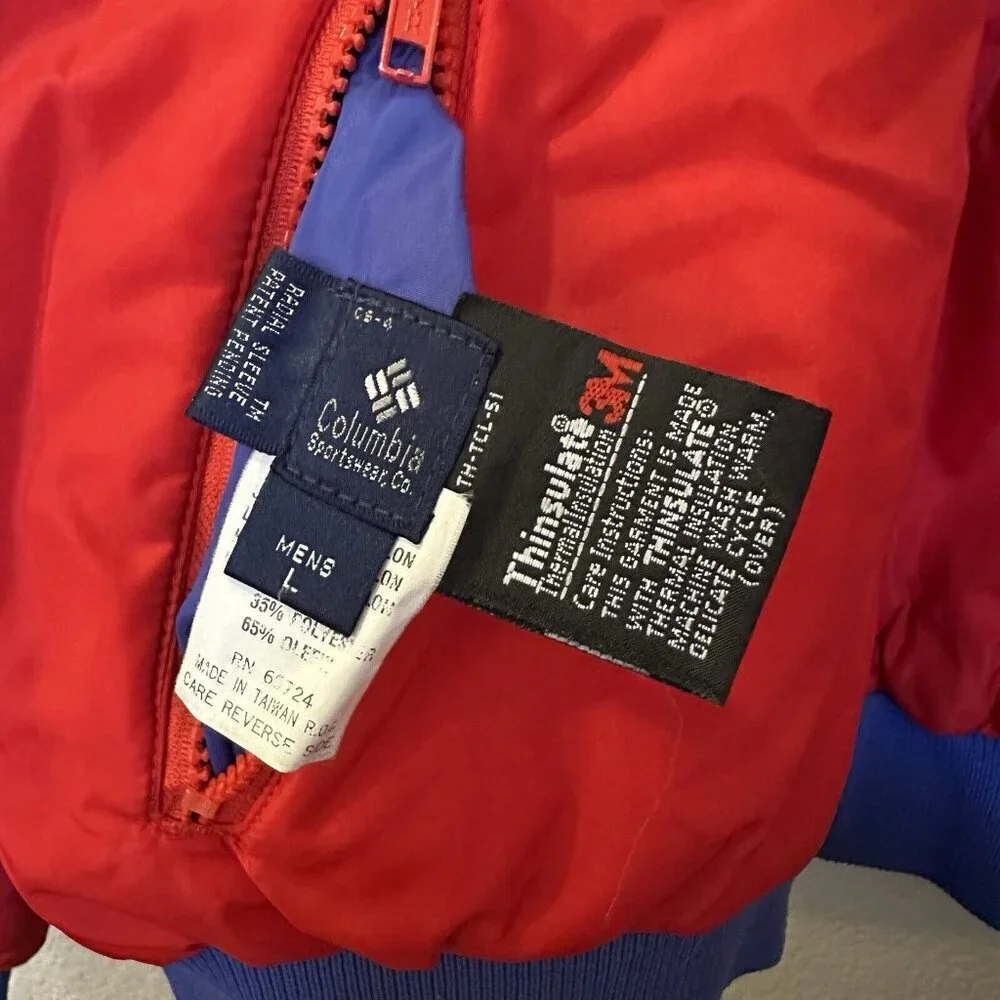 Columbia Jacket Thinsulate Red Purple Reversible Nylon Men’s‎ Size L Large VTG